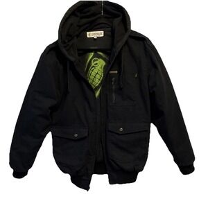 Y2K Grenade Gloves Army Upside Down Logo Canvas Bomber Hoodie Military Jacket M